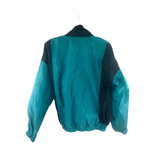 Puma Men's Vintage 80s Windbreaker Jacket Teal Black Nylon Full Zip M Outdoor - Picture 2 of 6
